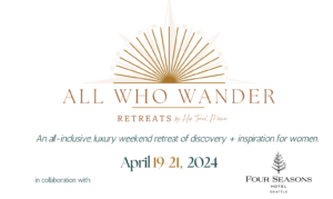 logo for all who wander retreats by hip travel mama